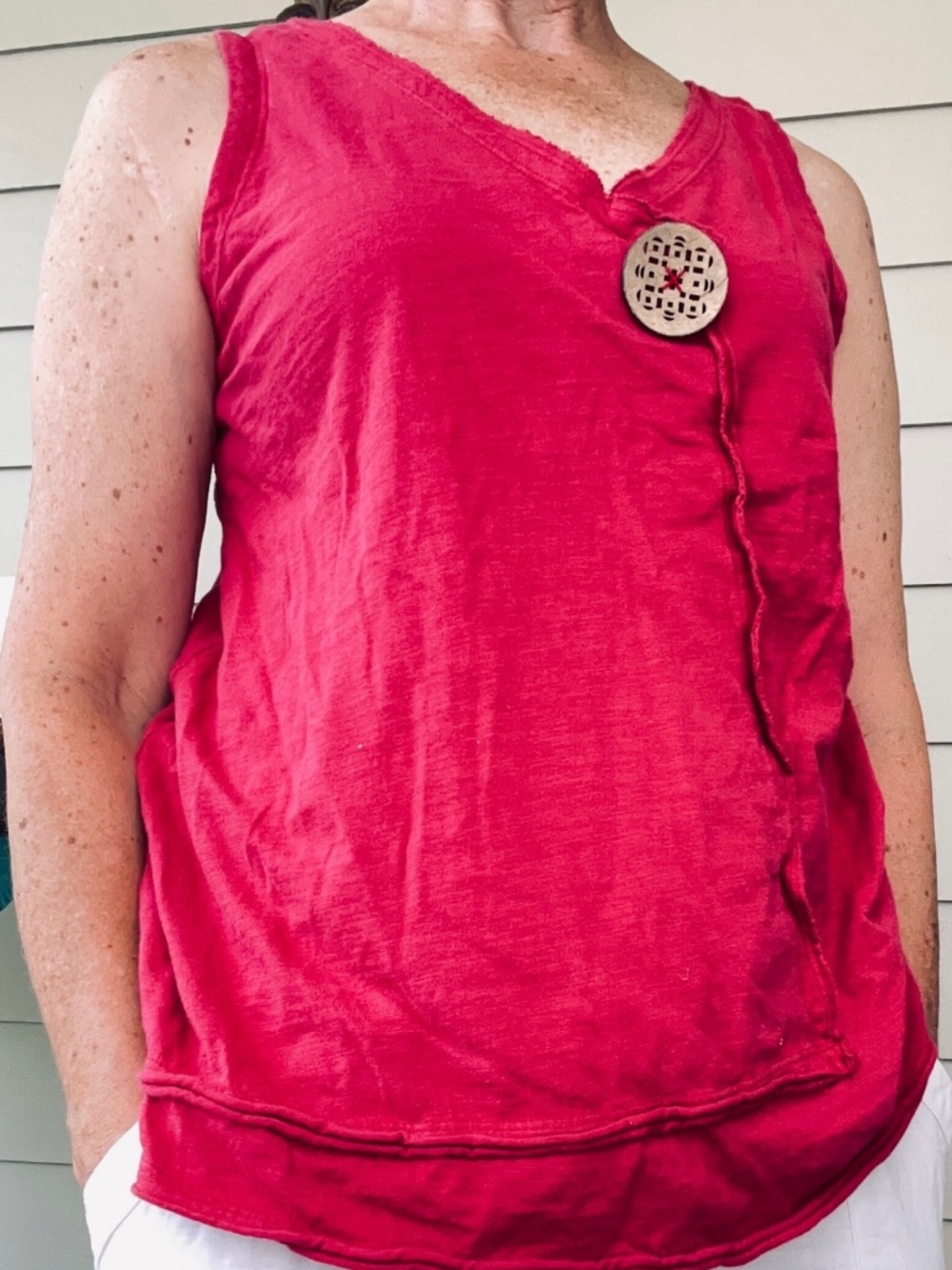 Soft Surroundings Red Boho Sleeveless Tunic Top Asymmetrical Women’s
